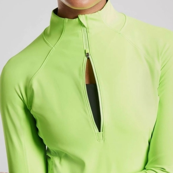 Athleta Tops - Athleta Whittier Peak Half Zip Long Sleeve Top Womens Small Neon Green Ladies